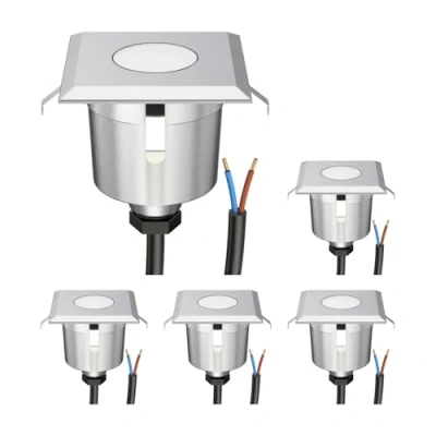 Imagen de ledscom.de Lámpara empotrable de suelo AGENA 5 LED para exteriores, IP65, acero inoxidable, angular, 6 x cm, blanco cálido