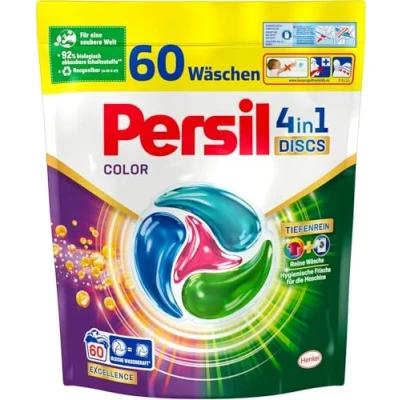 Imagen de Persil color 4 en 1 DISCS (60 lavados), detergente de con tecnología limpieza profunda Plus para colores brillantes, 92% ingredientes biodegradables