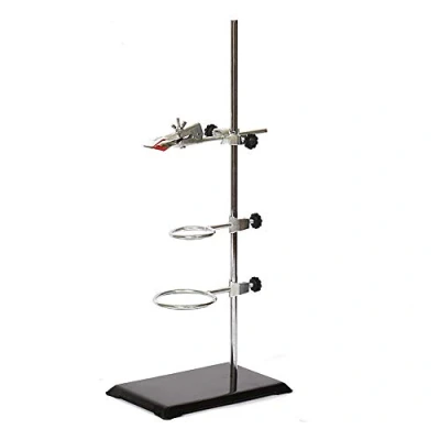 Imagen de Soporte de Retorta laboratorio con abrazadera MissZM, una Burette y 2 abrazaderas anillo frasco, utilizado en química o física para valoración (50 cm/20&quot;)