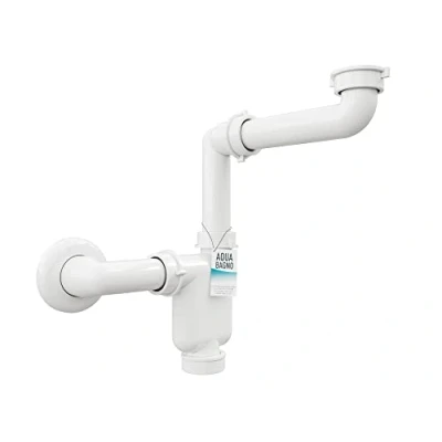 Imagen de Aqua Bagno Sifón para habitación muebles ahorro de espacio plano Baño Flexible ajustable G 1 1/4 pulgadas DN32