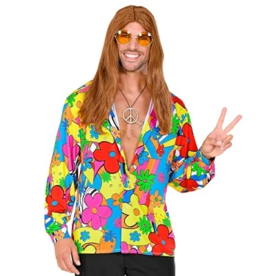 Imagen de W WIDMANN MILANO Party Fashion Camisa Hippie, Hipster, Flower Power, Traje años 60, Disfraces Carnaval