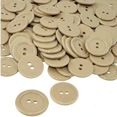 Imagen de AERZETIX C56392 Juego de 50 Botones costura redondos Ø20x2.2mm con 2 agujeros 32L L32 color beige oscuro en plástico diámetro apertura 2mm mercería/ropa/moda