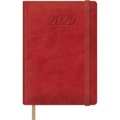 Imagen de Dohe Agenda 2025 Día por Página, Tamaño A5 (15x21 cm), 12 Meses Enero a Diciembre, Tapa Dura de Polipiel, Planificador en Español, Material Oficina SAMBA Rojo