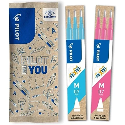 Imagen de PILOT FriXion 0.7 Recambios para bolígrafo (6 unidades), color rosa y azul claro