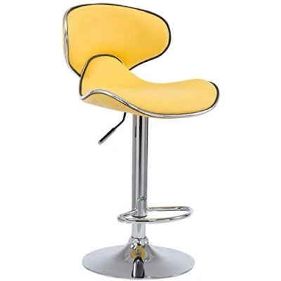 Imagen de CLP Taburete Alto Las Vegas V2 Tapizado En Simil Cuero I De Cocina Con Altura Regulable Silla Alta Moderna &amp; Reposapiés Color:, Color:amarillo, Color del marco:cromado