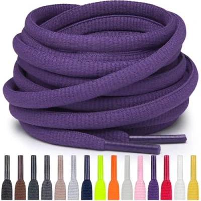 Imagen de Miscly Cordones Atléticos Ovalados Disponibles en Múltiples Longitudes y Colores (Morado, 137 cm)