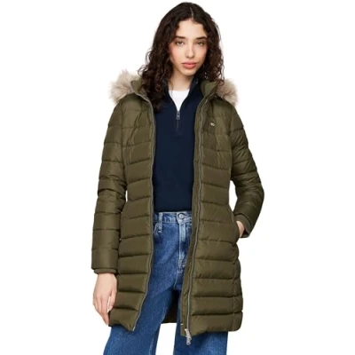 Imagen de Tommy Jeans Essential Hooded COAT Abrigo de plumas, Mujer, Talla: XS, Fatigue green