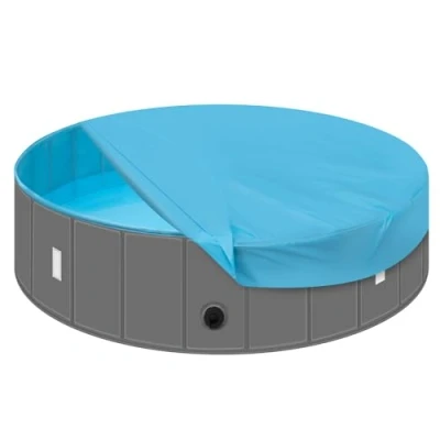 Imagen de EUGAD Piscina para Perros 120x30 cm, Bañera Plegable Mascotas, Grande Mascotas con Cubierta, de PVC, Gris+Azul, 0027GYYC
