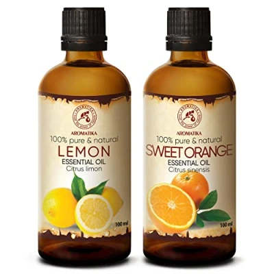 Imagen de Juego de Aceites Esenciales Aceite Limón 100ml &amp; Naranja 100% Puro y Natural Aromaterapia Difusor Lámparas Aroma Humidificador Belleza Anti Cellulite Effect
