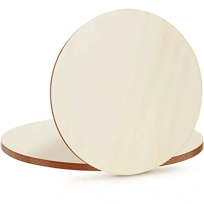 Imagen de Belle Vous Rodajas de Madera Sin Acabado (Pack 6) Discos 40 cm Circulos 2,5 mm Grosor Recortes para Manualidades, Posavasos, Decoración y Adornos