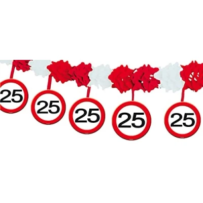 Imagen de Folat B.V. Guirnalda de señal tráfico 25 cumpleaños con Perchas, Multicolor, Zahl (5224)