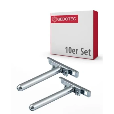 Imagen de Gedotec Soporte para estantes invisibles (10 unidades, estante de hierro galvanizado, montaje en pared