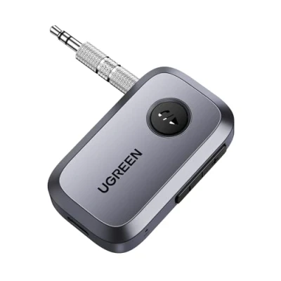 Imagen de UGREEN Receptor Bluetooth 5.3 Jack 3.5mm Adaptador Emisor Aux Coche A2DP Llamadas Manos Libres para Altavoces, Gris