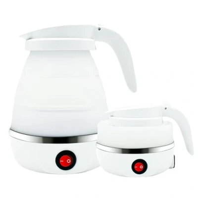 Imagen de Hervidor Plegable, de Agua Portatil 600ml, Electrico Pequeño, Pava Electrica Portátil Silicona para Acampar, Actividades Al Aire Libre, Viajes (Blanco)