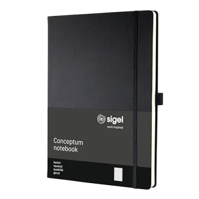 Imagen de SIGEL CO111 Cuaderno premium cuadriculado, A4, tapa dura, negro Conceptum