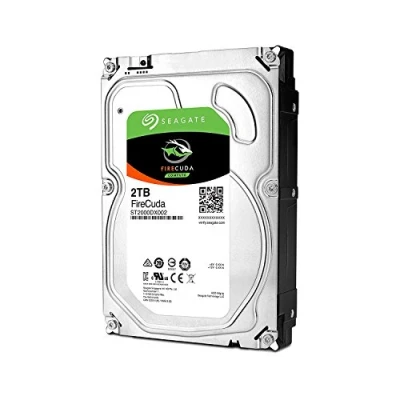 Imagen de Seagate FireCuda, 2 TB, Disco duro interno híbrido, SSHD de alto rendimiento, 3,5 in, SATA, 6 GB/s, aceleración mediante flash, caché 8 GB y 3 años servicios Rescue (ST2000DX002)