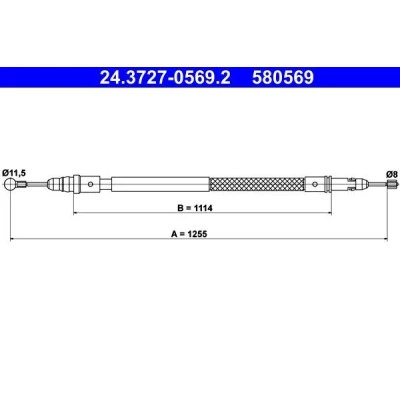Imagen de ATE 24.3727 0569.2 Cable de Freno Mano 1255