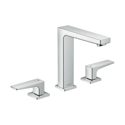 Imagen de hansgrohe Metropol Mezclador de Lavabo 3 Agujeros 160 con Manecilla Plana y Vaciador Push Open, Cromo, 32515000