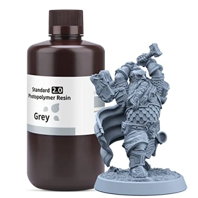 Imagen de ELEGOO Resina UV LCD para Impresora 3D, de Fotopolímero Rápida 405 nm 3D LCD/DLP, 2.0 Gris 1000g