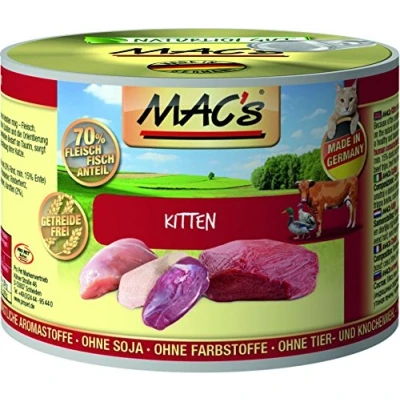 Imagen de MAC&#039;s Cat Kitten Pavo, carne de res y pato (sin cereales) 6 x 200 g