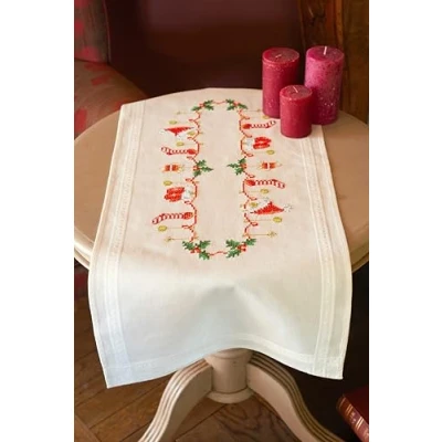 Imagen de Vervaco Kit Punto Cruz Camino De Mesa Completo Bordado Tela Impresa NAVIDAD Decoracion Para Manualidades Principiantes DIY Adultos Set Creativo Regalo ca. 40 x 100 cm Embroidery