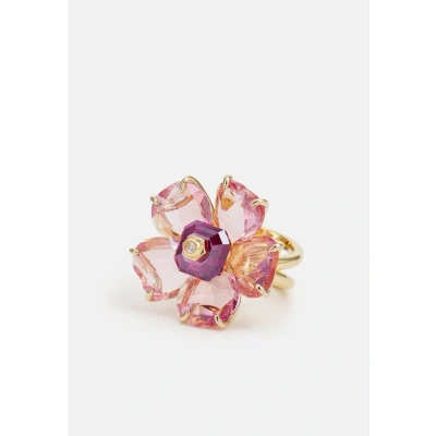 Imagen de Swarovski Anillo de Cóctel Florene, Diseño Flores, Cristal Rosa, Baño Tono Oro, la Colección Florene