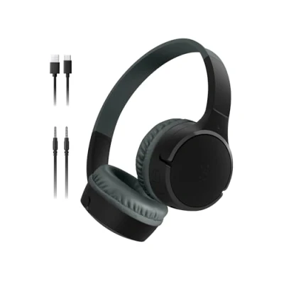 Imagen de Belkin SoundForm Mini Auriculares inalámbricos para niños con micrófono, on Ear, 30 Horas de autonomía y Adhesivos, Cascos supraaurales enseñanza en línea Viajar, iPhone, iPad o Galaxy, Negros