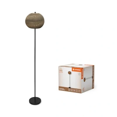 Imagen de LEDVANCE Standleuchte Decor Cardboard Ball braun aus Wellpappe, leicht, E27, 1600 mm Höhe, Leuchtenschirm recyceltem Material, nachhaltig durch austauschbare Lichtquelle, einfache Montage