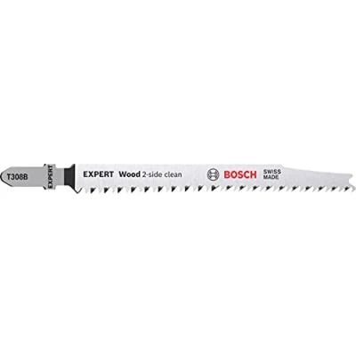 Imagen de Bosch Professional 100x Hojas de Sierra calar Expert `Wood 2 Side Clean` T 308 B (para Contrachapado, Tablero para mobiliario madera maciza, Longitud 117 mm, accesorios calar)