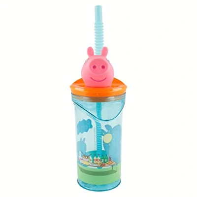 Imagen de Stor Vaso Infantil Reutilizable con Pajita y Tapa figurita 3D Capacidad de 360 ml Peppa Pig
