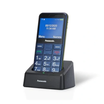 Imagen de Panasonic KX TU155EXCN Teléfono Móvil para Personas Mayores (Botón de emergencia SOS, Compatible con audífonos, Función linterna, Botones grandes fácil uso, Pantalla a color 2.3 pulgadas), Azul