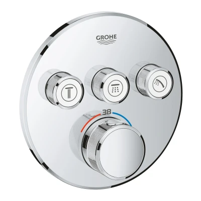 Imagen de Grohe Grohtherm SmartControl Termostato redondo para ducha y baño con instalación empotrada tres válvulas, Cromo (29121000)