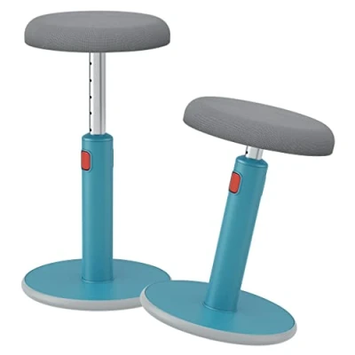 Imagen de Leitz Taburete Ergonómico para Trabajar de Pie, Altura Ajustable 46 cm a 79 cm, Silla Giratoria Redonda Oficina, Gama Ergo Cosy, Azul Suave, 65180061