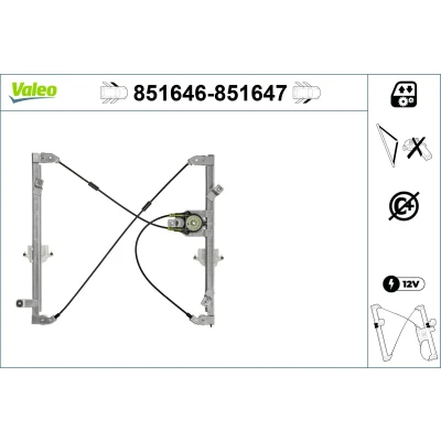 Imagen de Valeo Elevalunas Delante, izquierda eléctrico sin electromotor función de confort 851646 PEUGEOT: Partner I Combispace, Furgón norauto,