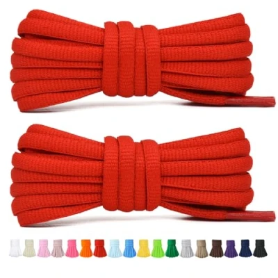 Imagen de Stepace 2 Pares de Cordones Redondos 60cm para Sneakers, Longitud 200cm 18 Colores, Zapatos Rojo 120cm