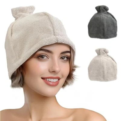 Imagen de JEMIDI Gorro para Sauna Sombrero Beige 100% Algodon Hombre y Mujer Accesorios Unisex Saunas