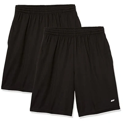 Imagen de Amazon Essentials Pantalón Corto Holgado, Ligero, Técnico y Deportivo (Disponible en Tallas Grandes Largos Especiales) Hombre, Pack de 2, Negro, XL