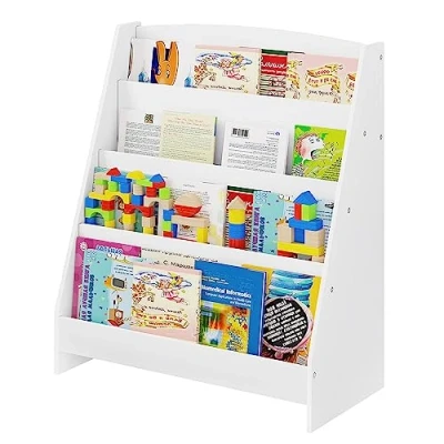 Imagen de Lestarain Libreria Infantil para Niños, Estanteria Libros de 4 Niveles, Mueble Libros, Adecudo Habitación y Guarderia, 61x30x70 cm, Blanco