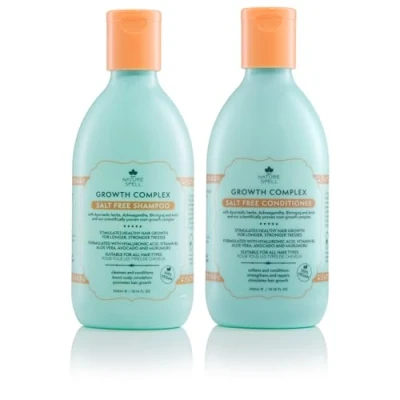 Imagen de Nature Spell Juego de champú y acondicionador para el crecimiento del cabello 300 ml x 2 Juegos sin sulfatos Growth Complex Mejora la fuerza, brillo volumen