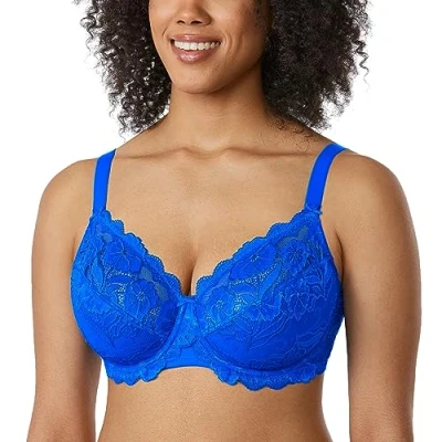 Imagen de DELIMIRA Sujetador Talla Grande con Relleno Aros Copas de Encaje para Mujer Azul Cielo 110C