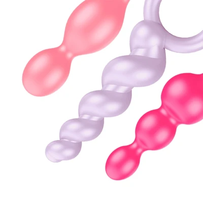 Imagen de Vibrador Satisfyer Pack 3 plugs silicona tri color violeta y de