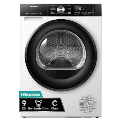 Imagen de Hisense DH3S902BW3 Secadora, 9 kg, Secado Auto Dry, Rápido, Anti Arrugas, Allergy Care, Enredos, Estante de Secado, Blanco