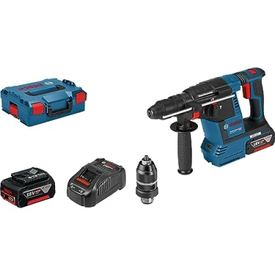 Imagen de Bosch Professional 18V System GBH 26 F Martillo perforador a batería (Brushless, 2,6 J, Ø máx. mm, SDS plus + cilíndrico, 2 baterías x 5.0 Ah, en L BOXX)