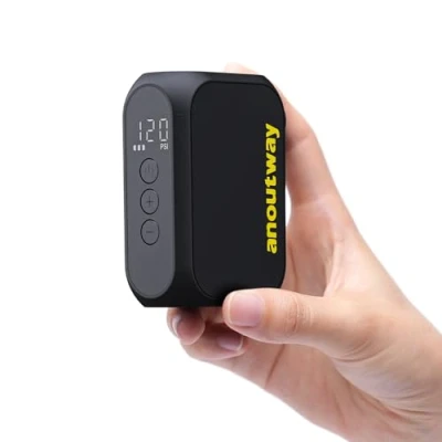 Imagen de anoutway Mini Bomba de Bicicleta, Bicicleta con manómetro Digital, Aire eléctrica para Apagado automático montaña, Ciudad AT1 MAX
