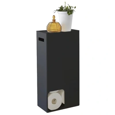 Imagen de Yamazaki 3456 Tower Almacenador de Papel higiénico, Negro, Acero, diseño Minimalista, 23 x 12,5 48 cm (L An Al)