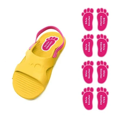 Imagen de Etiquetas para zapatos personalizadas. 8 Pares de adhesivos con forma pie 21 x 37&#039;5 mm. Modelo: 5. Rosa