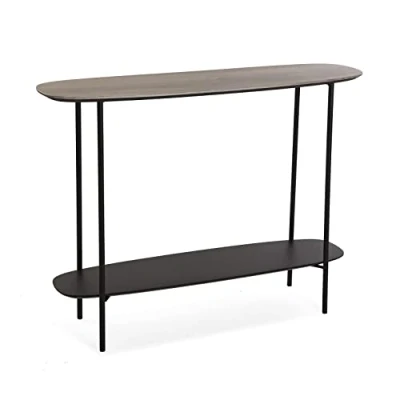 Imagen de Versa Salem Mueble Recibidor Estrecho para Entrada o Pasillo, Mesa Consola, con Estante Inferior, Medidas (Al x L An) 75 30 100 cm, Madera y Metal, Color Marrón Negro
