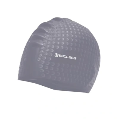 Imagen de Endless EL1021 Gorra de natación Silicona cómoda con diseño Burbujas, elástica, Resistente al Agua, para Pelo Largo y Corto Borde Grueso, Adultos, Mujeres Hombres, Color: Plateado,