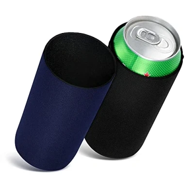 Imagen de kwmobile Fundas de Neopreno compatibles con 500ml Can 2X Cubierta enfriadora latas Cerveza refresco Negro/Azul Oscuro