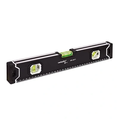 Imagen de MIVOS Nivel de burbuja aluminio 40 cm con sistema magnético y carcasa 3 niveles Alta precisión magnético, 400 mm, VR 4511, Negro